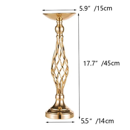 Gold Iron Candle Holder Vase – Twisted Path Table Centerpiece for Wedding Flowers, Home Decor, Wedding Props & Table Arrangements