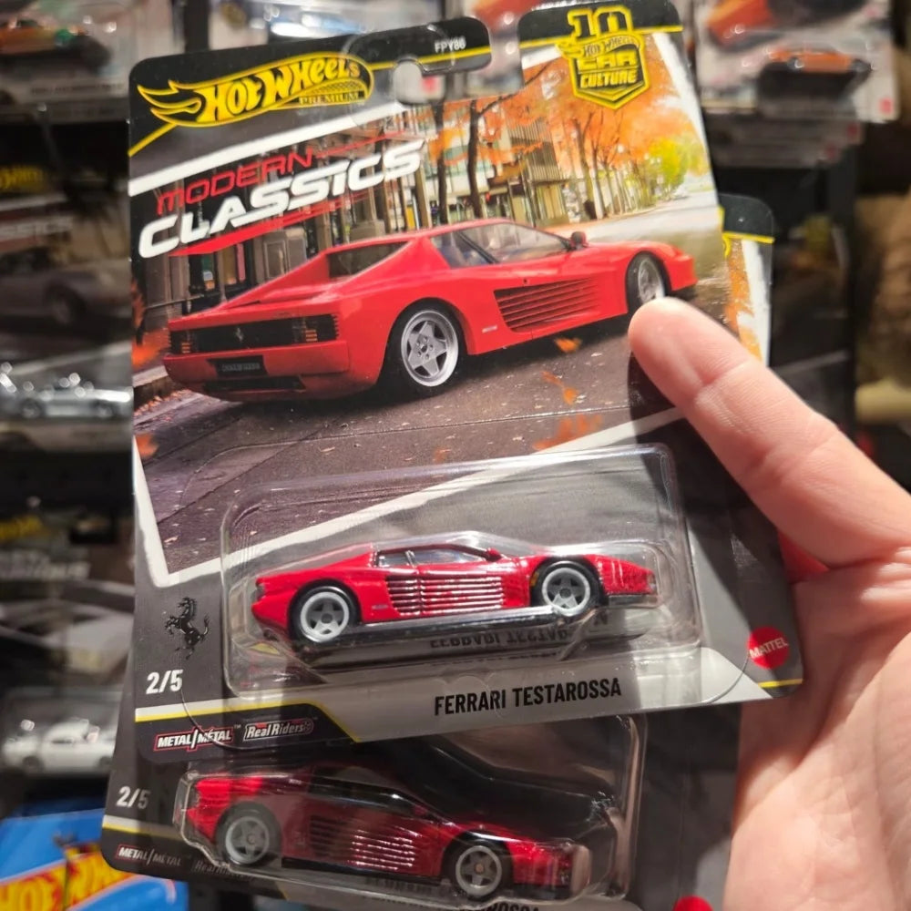 Hot Wheels Premium Modern Classics Voiture miniature moulée sous pression 1:64 – Toyota, Ferrari Testarossa, Porsche 993 GT2 et Mazda Modèle à collectionner