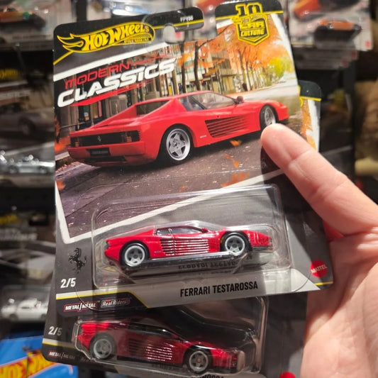 Hot Wheels Premium Modern Classics Coche de Juguete 1:64 – Toyota, Ferrari Testarossa, Porsche 993 GT2 y Mazda Modelo Coleccionable