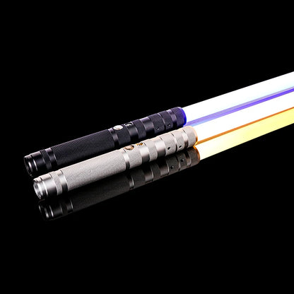 RGB Metal Lightsaber – Dueling Smooth Swing Laser Sword, 16 Color Changing & 16 Sound Effects, FOC Rave Flashing Toy Saber