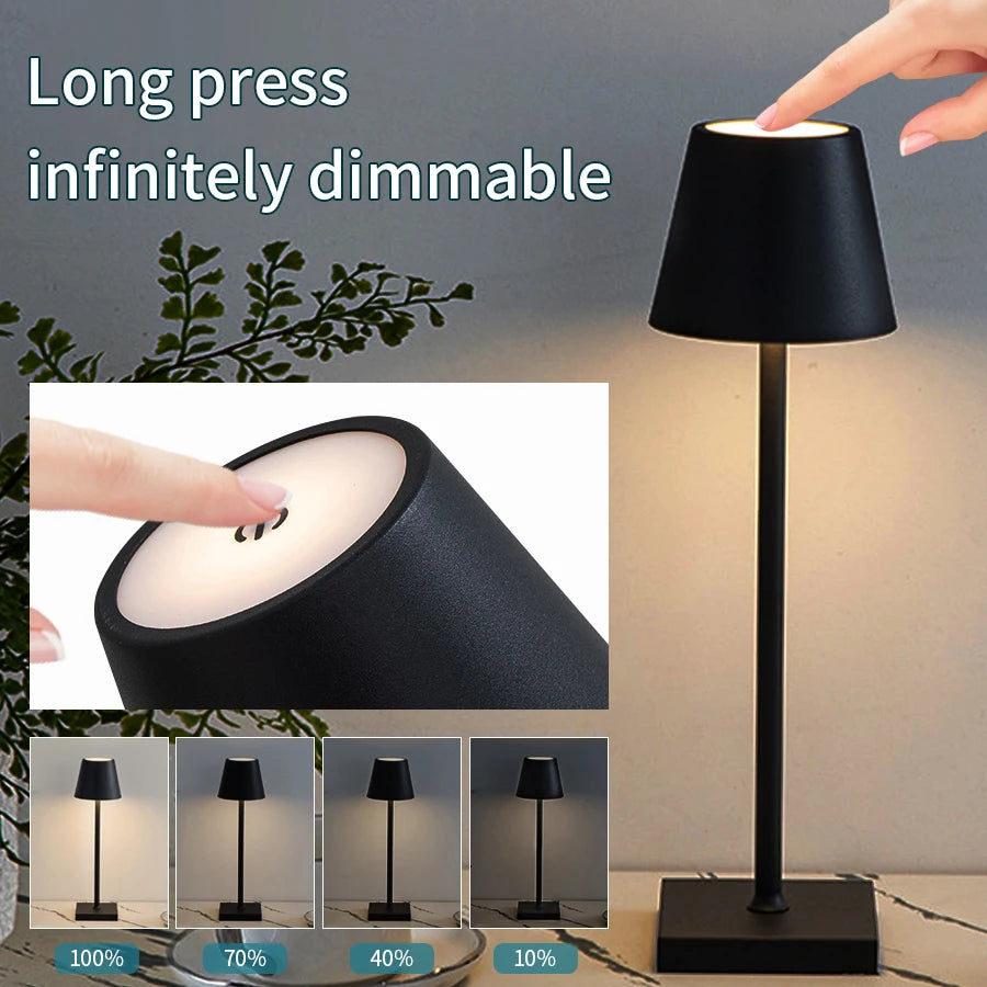 Rechargeable LED Table Lamp – Touch Control 3-Level Dimmable Decorative Ambient Light for Desk, Bedroom & Dining