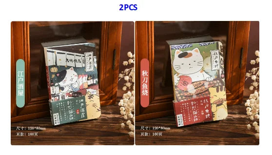 Carnet de poche Kawaii Chat de dessin animé – Mini carnet, agenda et journal de style japonais pour l'école et les voyages