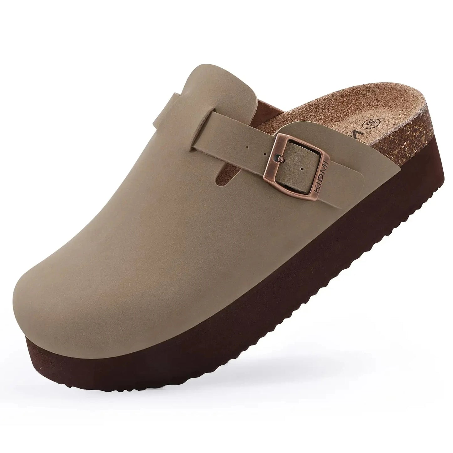 Zuecos de ante Crestar Cork – Zapatillas tipo mules unisex antideslizantes con soporte para el arco del pie
