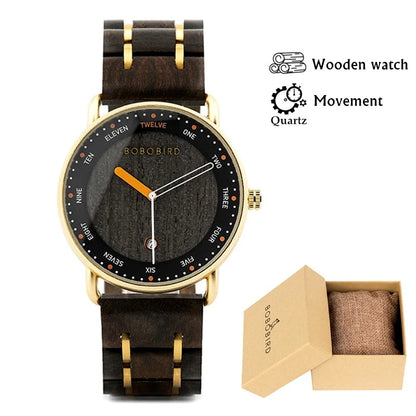 BOBO BIRD Men’s Wooden Quartz Watch – Casual Natural Wood Wristwatch, Unique Fashion Accessory & Gift for Him