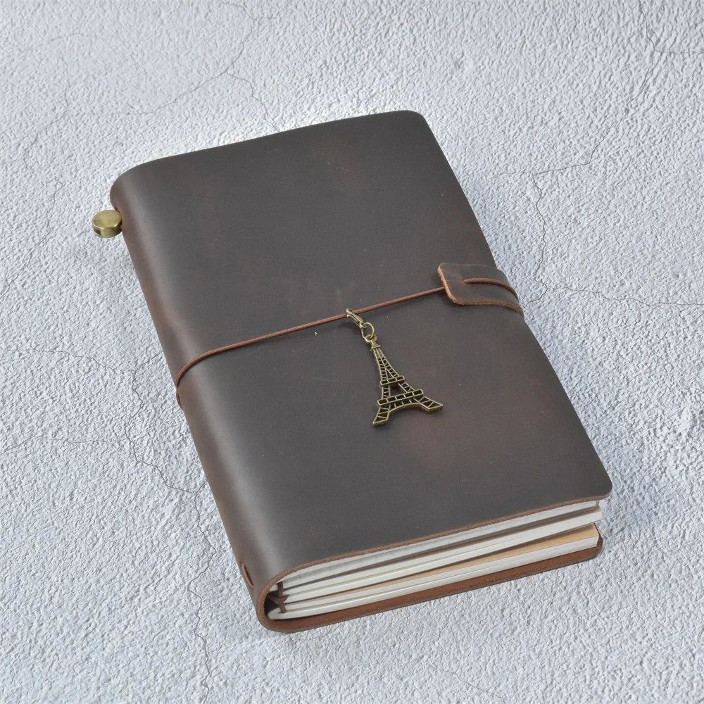Genuine Leather Refillable Travel Journal – Handmade Retro Diary, Sketchbook & Notebook
