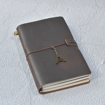 Genuine Leather Refillable Travel Journal – Handmade Retro Diary, Sketchbook & Notebook