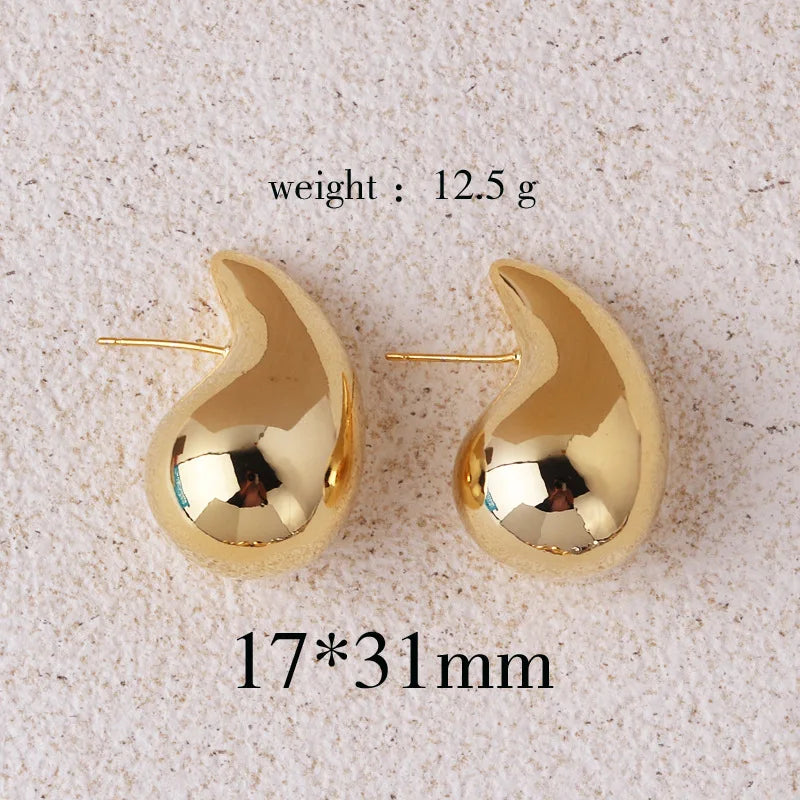 Pendientes de gota de agua gruesos en color dorado de moda 2024 – Pendientes colgantes de lágrima brillantes para mujer, accesorios de joyería de moda llamativos, pendientes de estilo personal y regalo