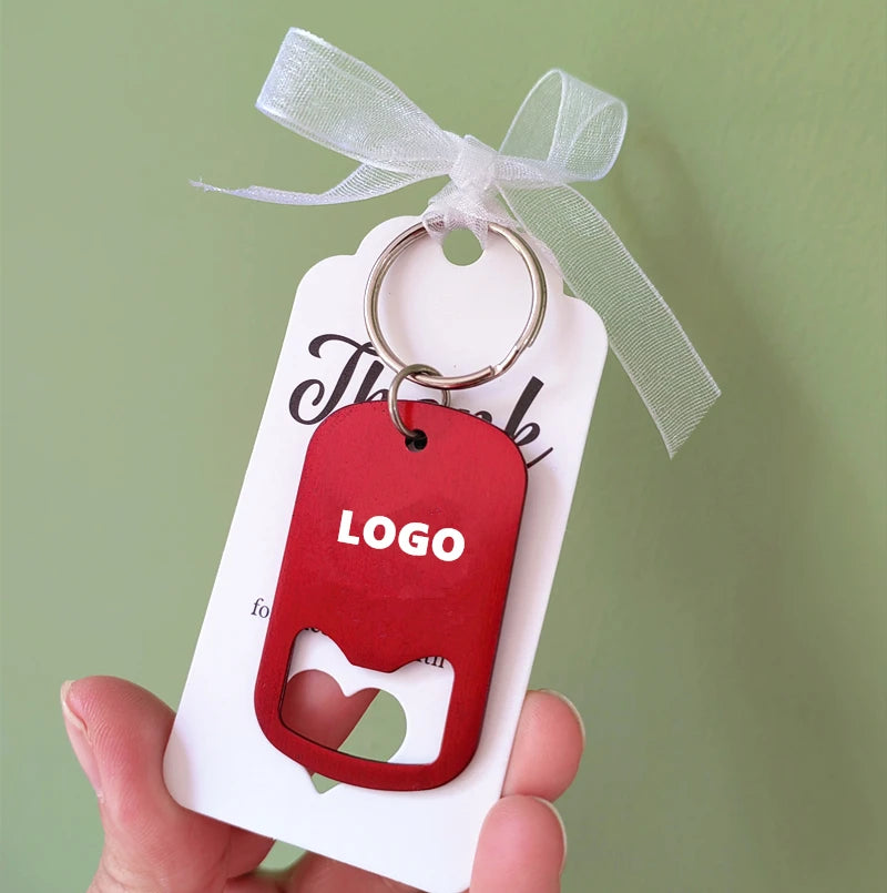 50–100PCS Personalized Engraved Keychain Bottle Openers – Custom Wedding Favors & Guest Gifts with Card for Weddings, Baptisms & Parties