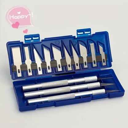 13PCS Aluminum Alloy Precision Craft Knife Set – Hobby Carving Tools for Paper Cutting, Handcrafts, Model Making & DIY Projects
