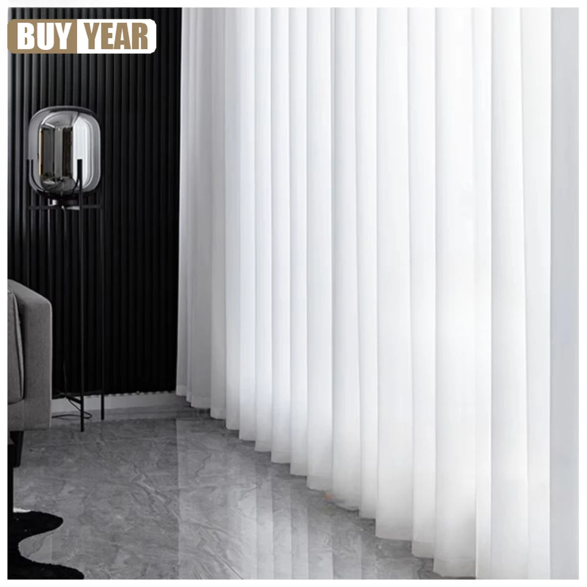 Premium Sheer Voile Curtains – White Linen-Look Window Panels for Bedroom & Living Room