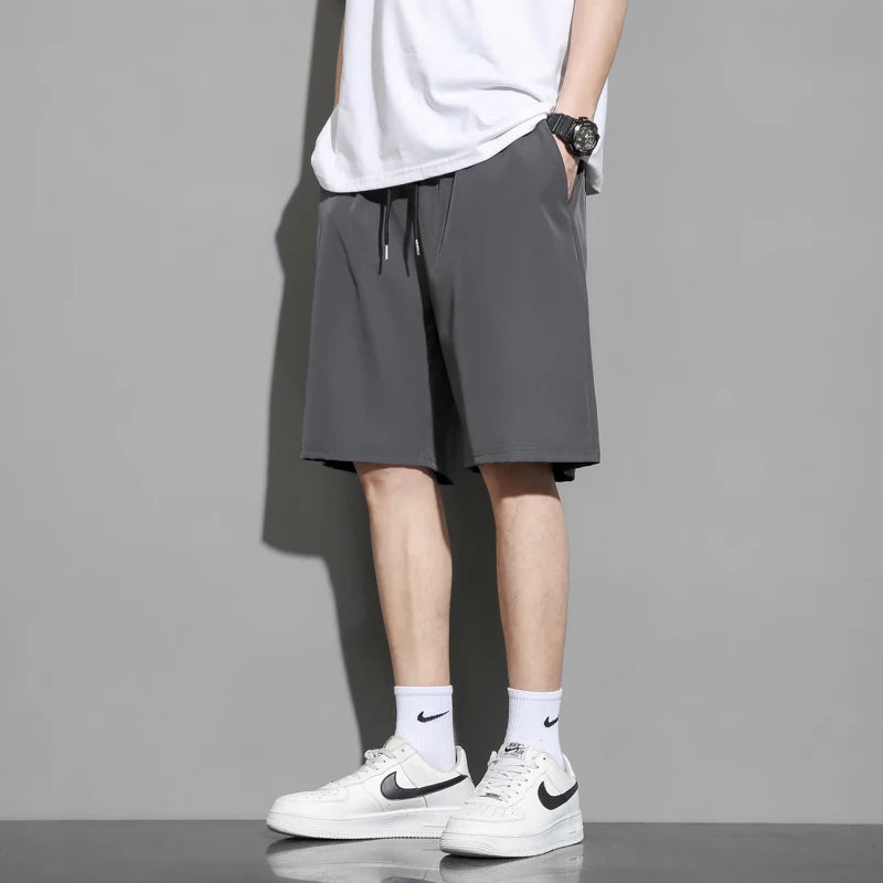 Men's Ice Silk Quick-Dry Beach Shorts – Lightweight Breathable Elastic Waist Casual Summer Shorts