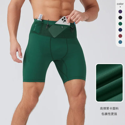 Men's Compression Running Shorts – Multi-Pocket Marathon, Gym & CrossFit Fitness Training Sports Shorts