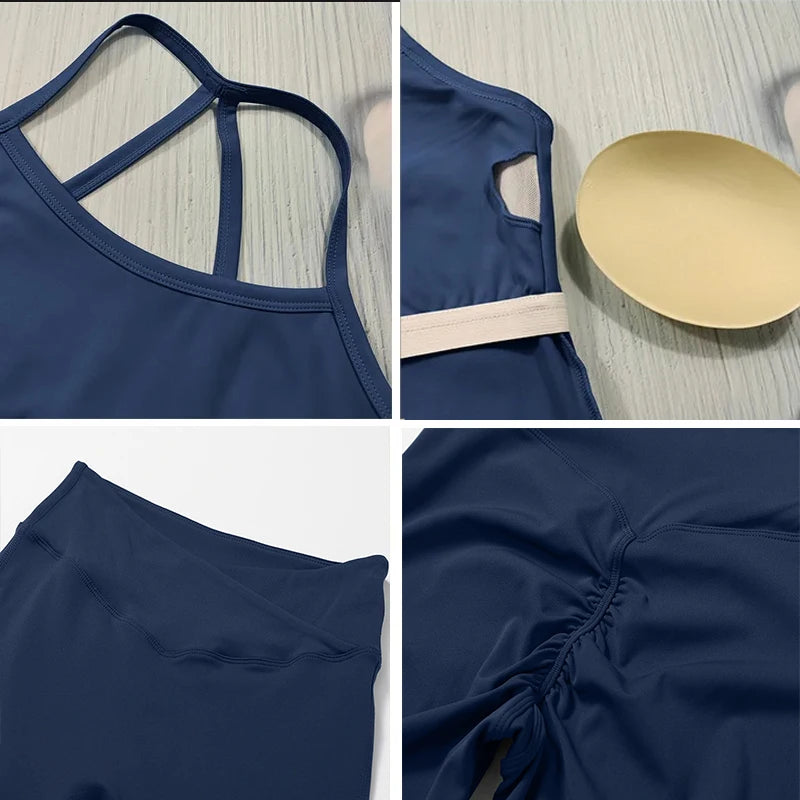Conjunto de entrenamiento de 2 piezas para mujer: sujetador deportivo push-up y leggings de cintura alta, atuendo para yoga, gimnasio y fitness