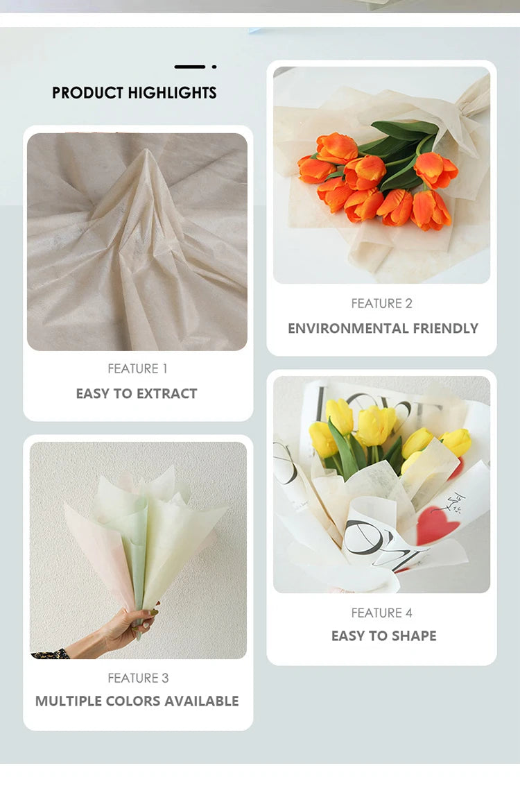 40PCS Non-Woven Flower Wrapping Paper for Bouquets, Floral Arrangements, Gifts & Florist Supplies
