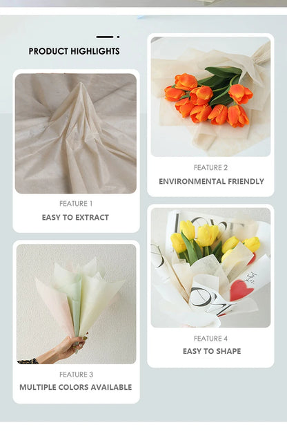 40PCS Non-Woven Flower Wrapping Paper for Bouquets, Floral Arrangements, Gifts & Florist Supplies