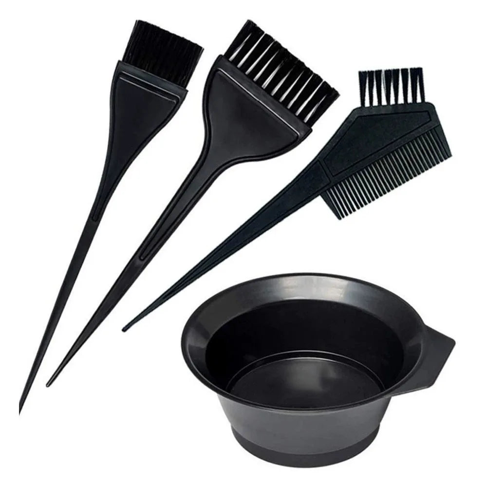4PCS Hair Dyeing Brush & Bowl Set – Salon & Home Hair Coloring Kit with Applicator Brushes, Tint Comb & Mixing Bowl for Hairdressing