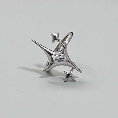 Anillo Ajustable Vintage Cruz y Estrella Irregular – Anillo Abierto Gótico Punk Plateado para Pareja, Hombre y Mujer | Joyería de Regalo Y2K E-Girl