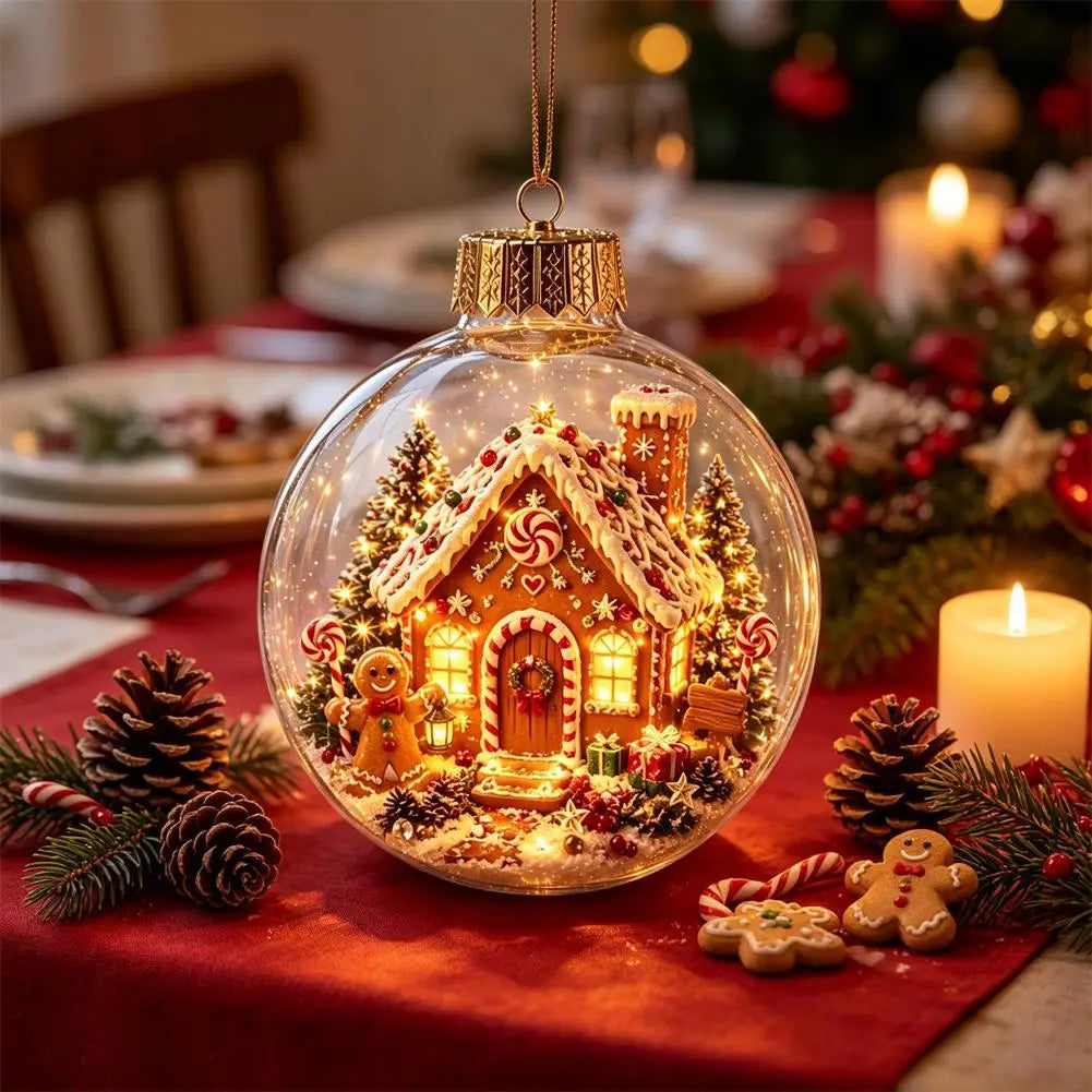 2026 Luminous Christmas Story Crystal Ball – Santa Claus, Snowman & Elk DIY Decoration with Gold Powder for Xmas Home & Party Decor