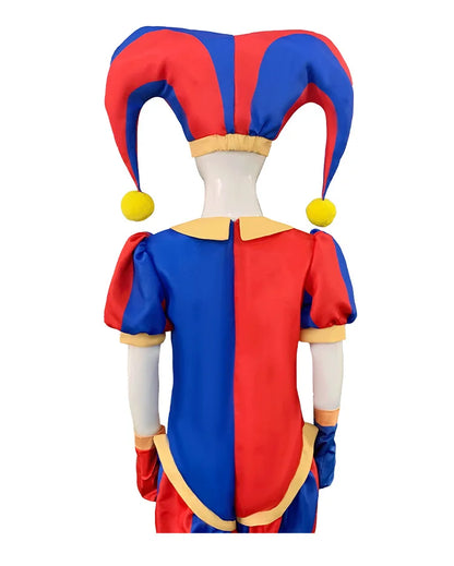 Halloween Circus Clown Cosplay Costumes with Hat Shoe Covers Gloves for Men Women Stage performance Carnival Jumpsuit Outfits