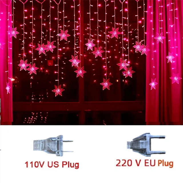 Guirlande lumineuse LED en forme de flocon de neige de 3,2 m – Guirlande lumineuse étanche pour Noël, mariages et décorations de vacances