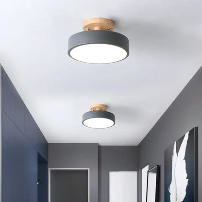 Lámpara de techo redonda de madera nórdica – Moderna lámpara de montaje empotrado para pasillo, dormitorio, baño, comedor y entrada