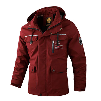 Men’s Casual Hooded Parka Jacket – Solid Color Outdoor Coat, Stylish Autumn & Winter Outerwear