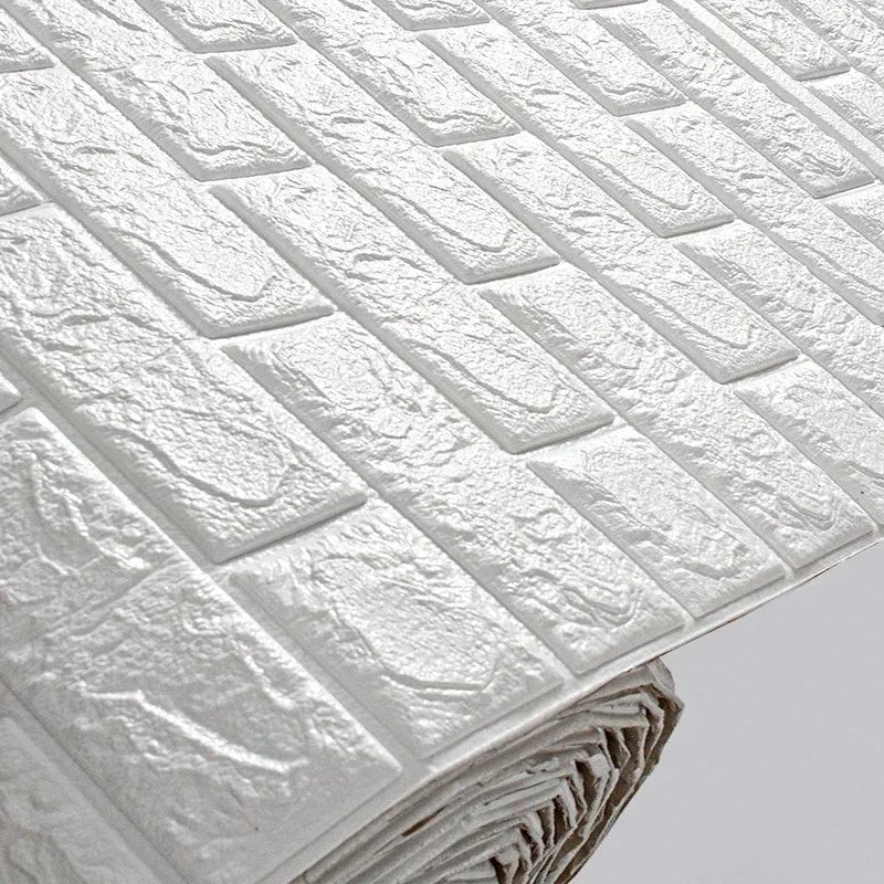 Papel tapiz de ladrillo de espuma 3D autoadhesivo – Paneles de pared impermeables despegables y pegables (70 × 1000 cm)