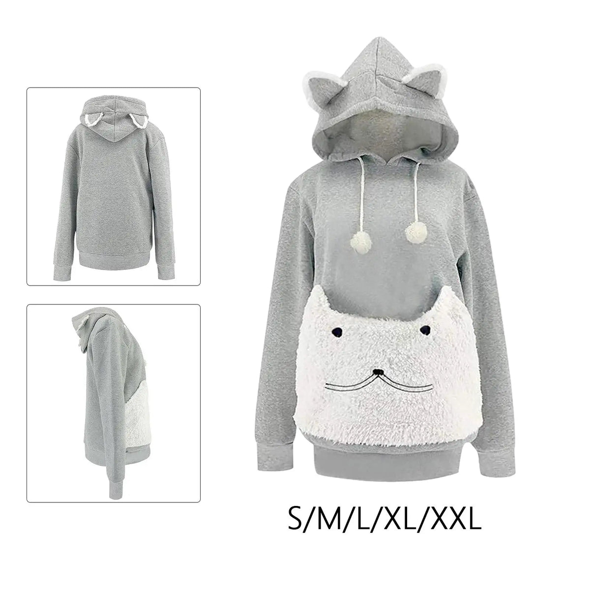 Pet Hoodie Sweatshirt with Large Front Pouch – Cozy Polar Fleece Pullover for Carrying Small Dogs & Cats, Loose Fit Puppy & Kitten Clothing
