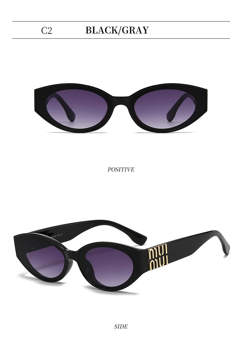 Luxury Glamour Sunglasses Men Women Oval UV400 Minimalist Fashion Brand Unisex Stylish Shades Sun Glasses