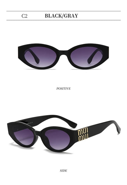 Luxury Glamour Sunglasses Men Women Oval UV400 Minimalist Fashion Brand Unisex Stylish Shades Sun Glasses