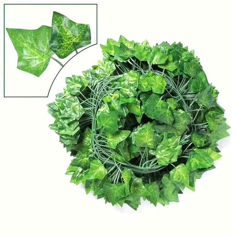 Artificial Ivy Vine Garland – Realistic Faux Green Leaf Rattan Creeper for Garden, Wedding Decor, Party Decorations, Hanging Plants & Home Decoration