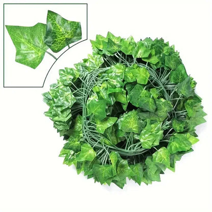 Artificial Ivy Vine Garland – Realistic Faux Green Leaf Rattan Creeper for Garden, Wedding Decor, Party Decorations, Hanging Plants & Home Decoration