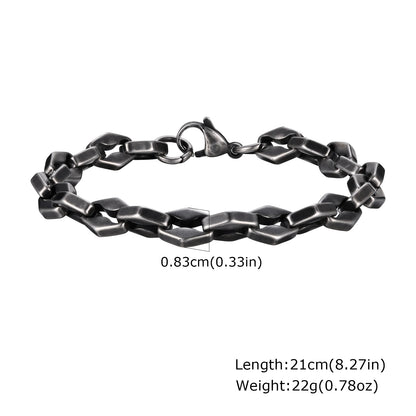 Vintage Byzantine Chain Bracelet – Stainless Steel Braided Link Wristband for Men & Boys | Retro Fashion Jewelry Gift for Father