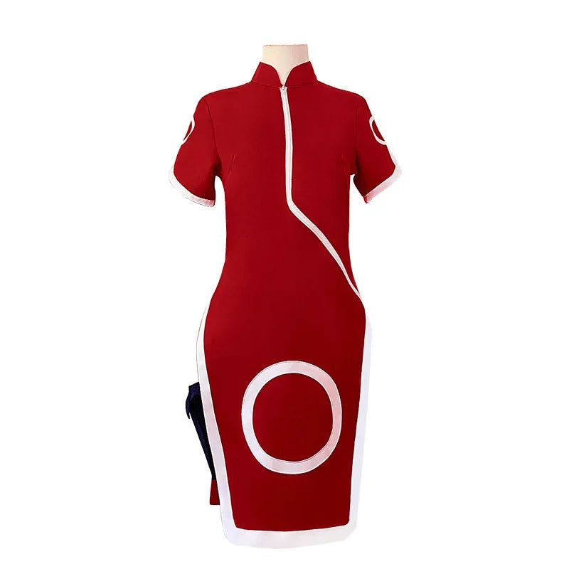 Naruto Haruno Sakura Cosplay Costume – Qipao Cheongsam Ninja Dress for Women & Girls
