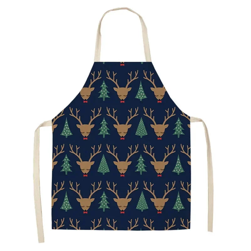 Christmas Moose Print Kitchen Apron – Unisex Cooking & Baking Workwear for Home Cleaning, Barbecue, Restaurant & Kitchen Use