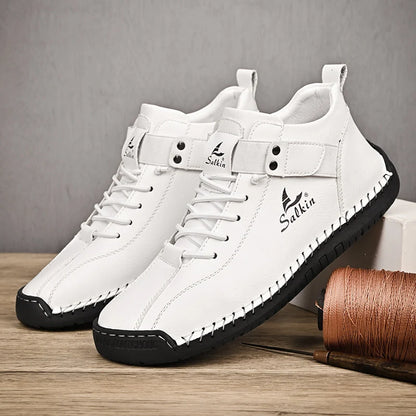Zapatillas Casual de Cuero Hechas a Mano para Hombre – Zapatos Transpirables de Cuero Genuino, Botines de Exterior para Uso Diario