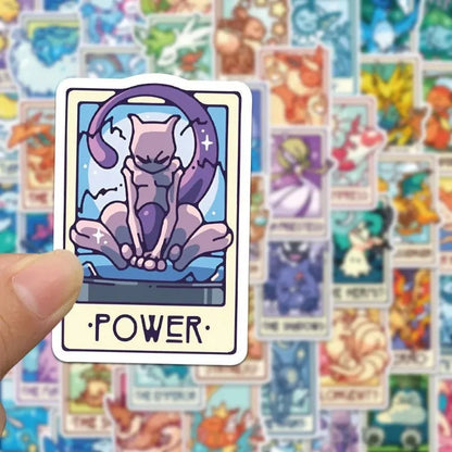 60PCS Pokémon Tarot Card Stickers – Waterproof Cute Cartoon Decals for Phone, Laptop & Notebook