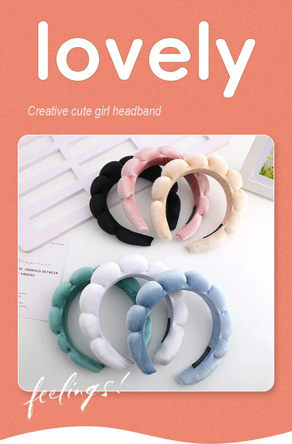 Diadema Retro Acolchada de Terciopelo – Diadema de Esponja Acolchada para Mujeres y Niñas | Accesorio de Moda para Maquillaje y Peinado