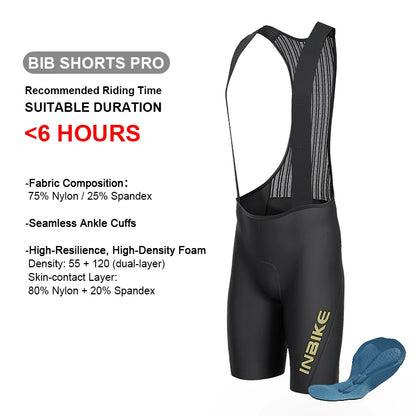 INBIKE Men's Cycling Bib Shorts – Professional Padded MTB & Road Bike Riding Shorts for Mountain Cycling