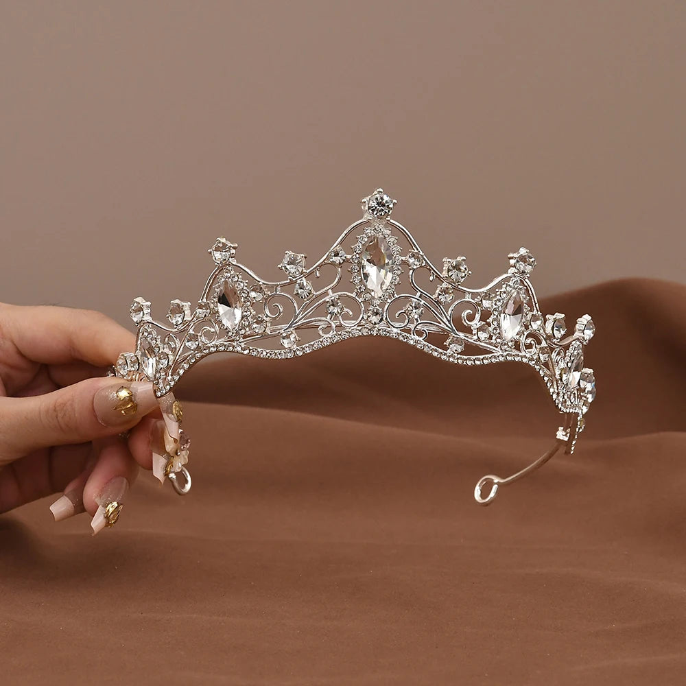 Vintage Baroque Crystal Queen Crown Tiara for Women – Rhinestone Bridal Wedding & Prom Hair Accessory