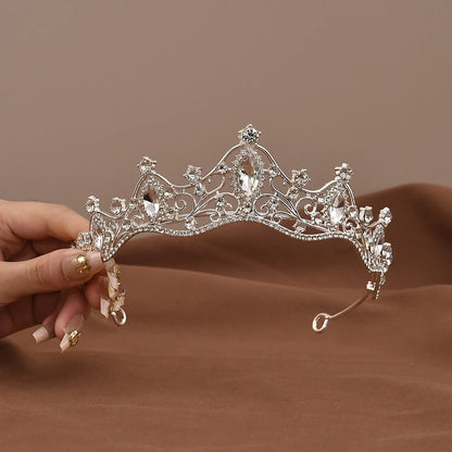 Vintage Baroque Crystal Queen Crown Tiara for Women – Rhinestone Bridal Wedding & Prom Hair Accessory