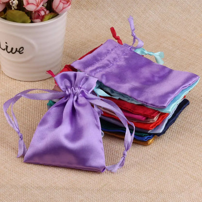 10/25/50PCS Bolsas de Regalo de Seda Satinada con Cordón para Joyas – Bolsitas de Lujo para Bodas, Fiestas, Dulces, Joyas y Empaque de Regalo