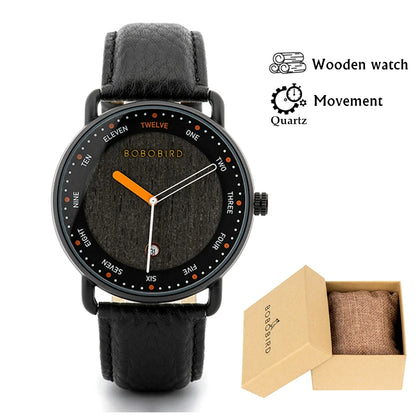 BOBO BIRD Men’s Wooden Quartz Watch – Casual Natural Wood Wristwatch, Unique Fashion Accessory & Gift for Him