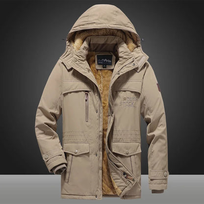 Men’s Winter Padded Parka Jacket – Thick Warm Hooded Coat, Windproof Long-Sleeve Thermal Outerwear for Outdoor Wear