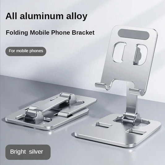 Soporte Plegable para Teléfonos y Tabletas de Aleación de Aluminio – Soporte Universal Ajustable de Escritorio para Dispositivos Móviles, Accesorios de Escritorio y Configuración de Oficina