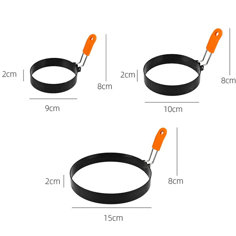 Stainless Steel Fried Egg Ring Mold – Non-Stick Egg Cooking Ring with Heat-Resistant Silicone Handle, Pancake & Scrambled Egg Shaper