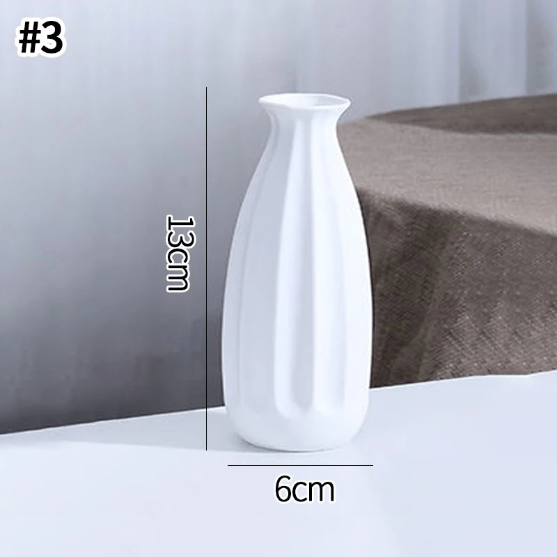 Florero Nórdico de Cerámica Blanca – Jarrón Decorativo Moderno para Sala de Estar, Decoración del Hogar y Escritorio