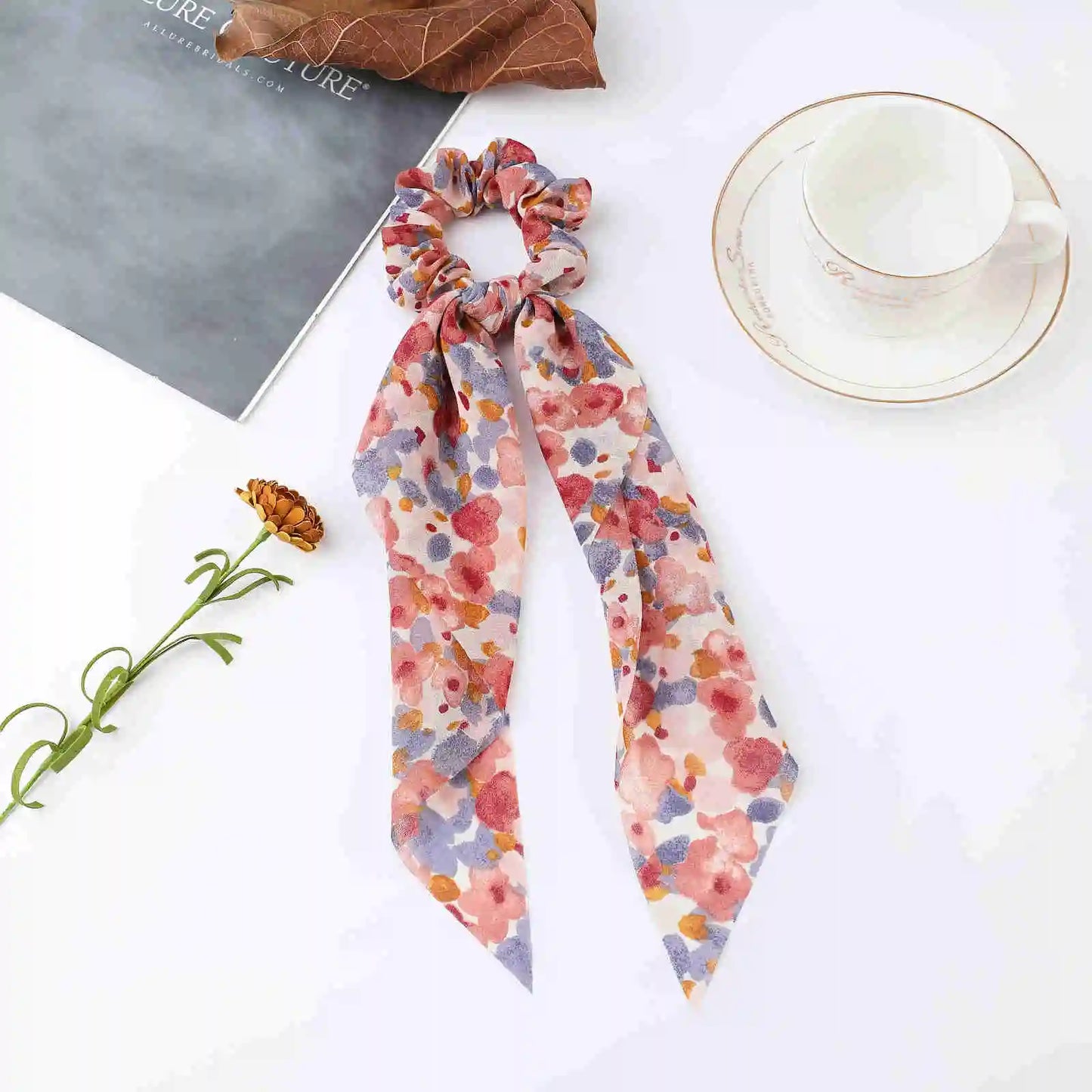Korean Dots Scrunchie Hair Tie – Long Scarf Ponytail Elastic Hair Band for Women | Sweet Fashion Hair Accessories