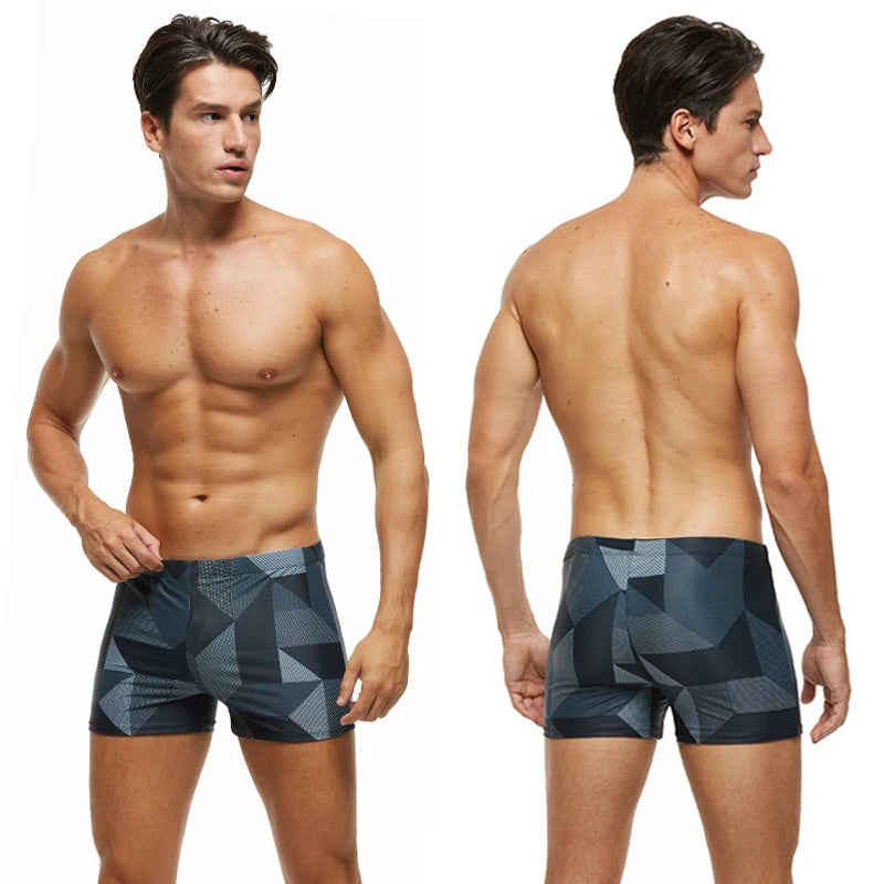 ESCATCH Men's Printed Swim Trunks – Plus Size Quick-Dry Elastic Swimsuit with Soft Liner for Beach & Swimming