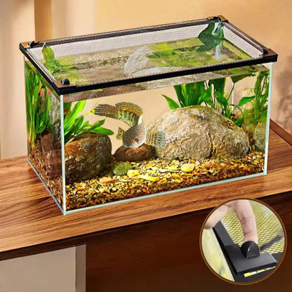 Magnetic Fish Tank Lid Cover – Sturdy DIY Mesh Aquarium Cover with Easy Installation for Fish & Turtle Tanks, Protective Net Lid